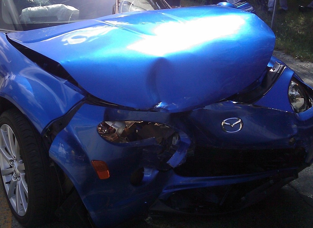 Add photo: before repair, front bumper damage
